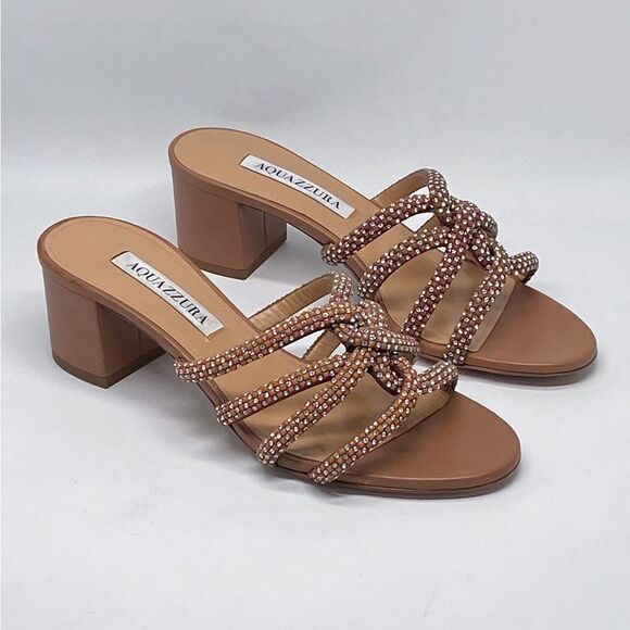 Aquazzura Crystal Leather Sandals size 36.5 - Picture 2 of 14